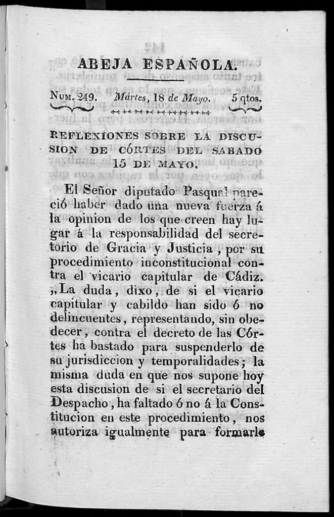 Miniatura de Abeja Española del martes 18 de mayo de 1813