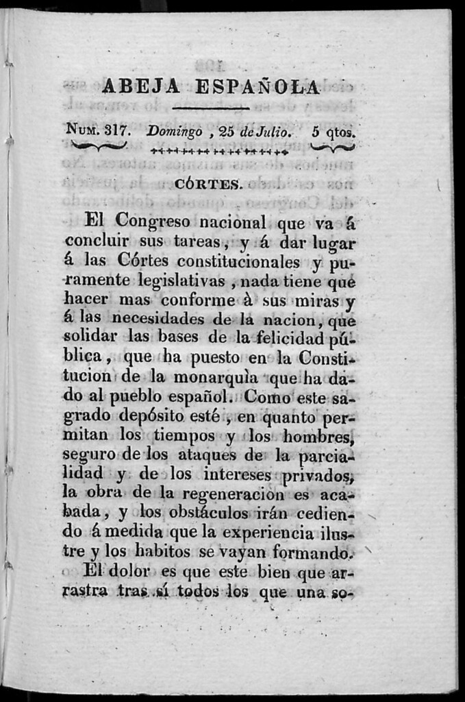 Miniatura de Abeja Española del domingo 25 de julio de 1813