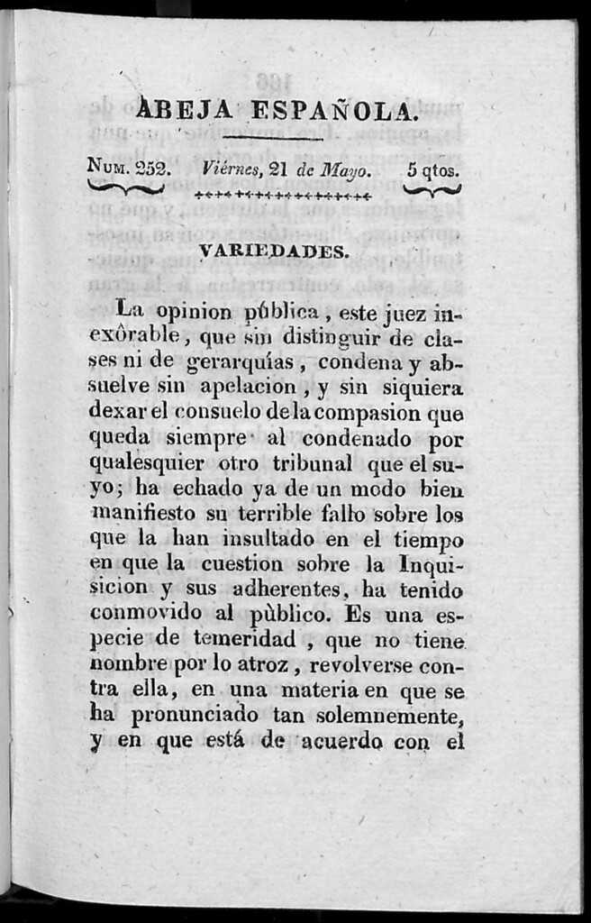 Miniatura de Abeja Española del viernes 21 de mayo de 1813