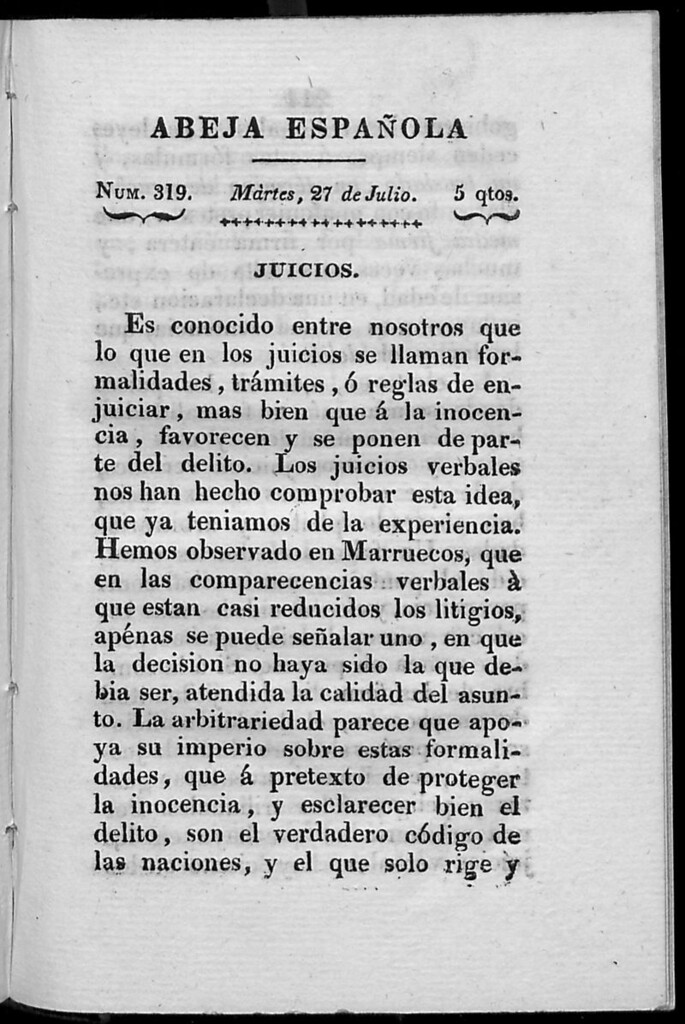 Miniatura de Abeja Española del martes 27 de julio de 1813
