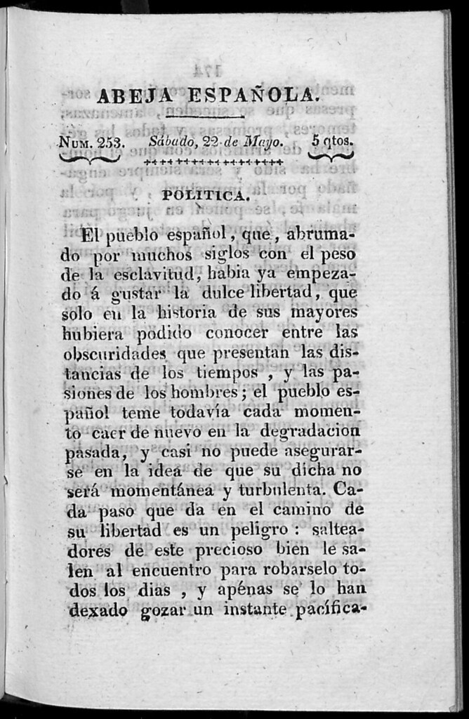 Miniatura de Abeja Española del sábado 22 de mayo de 1813