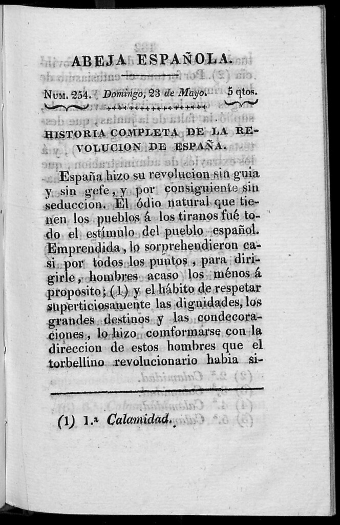 Miniatura de Abeja Española del domingo 23 de mayo de 1813