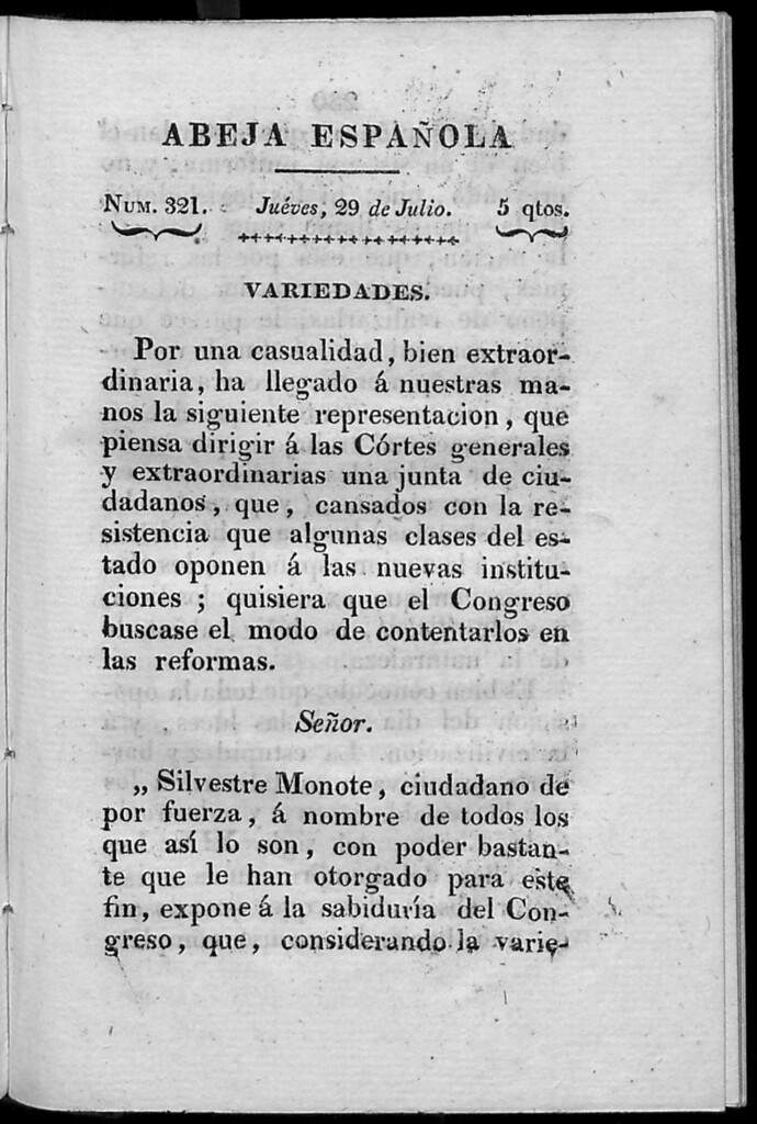 Miniatura de Abeja Española del jueves 29 de julio de 1813
