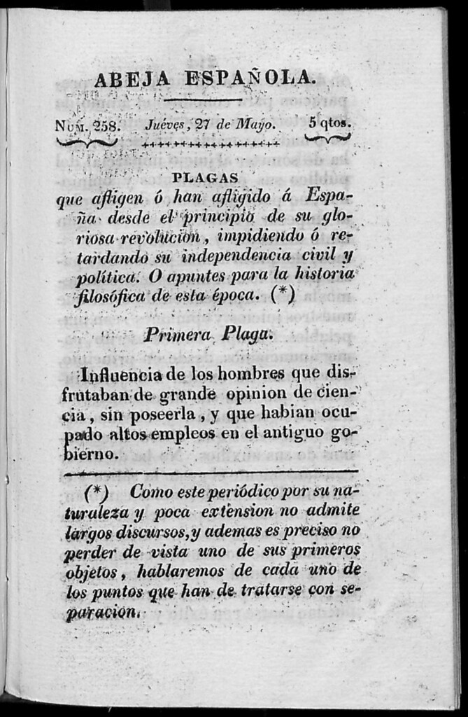 Miniatura de Abeja Española del jueves 27 de mayo de 1813