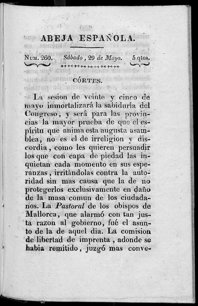 Miniatura de Abeja Española del sábado 29 de mayo de 1813