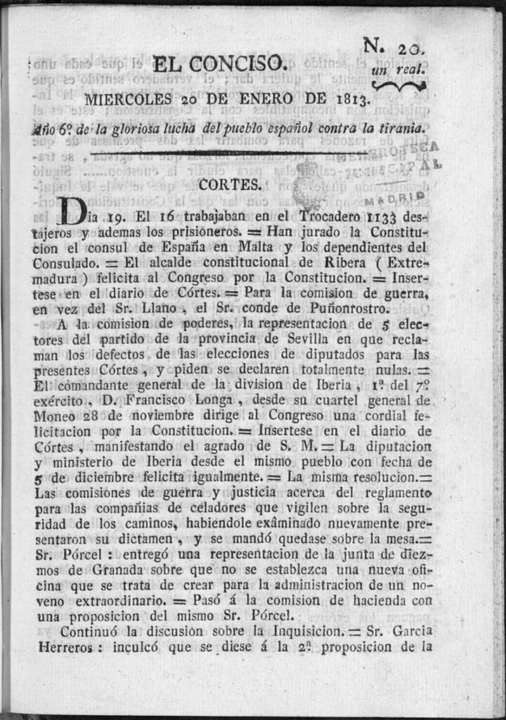 Miniatura de El Conciso del 20 de Enero de 1813