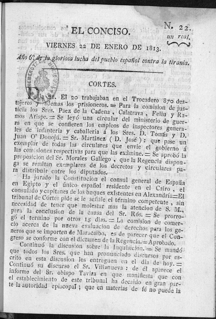 Miniatura de El Conciso del 22 de Enero de 1813