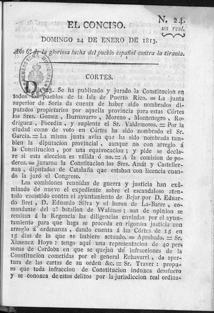 Miniatura de El Conciso del 24 de Enero de 1813