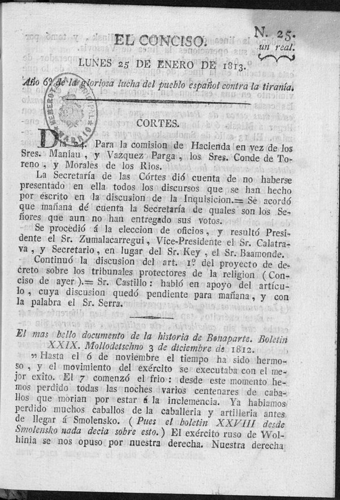 Miniatura de El Conciso del 25 de Enero de 1813