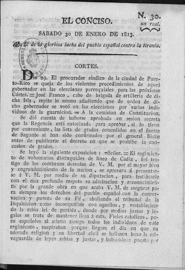 Miniatura de El Conciso del 30 de Enero de 1813