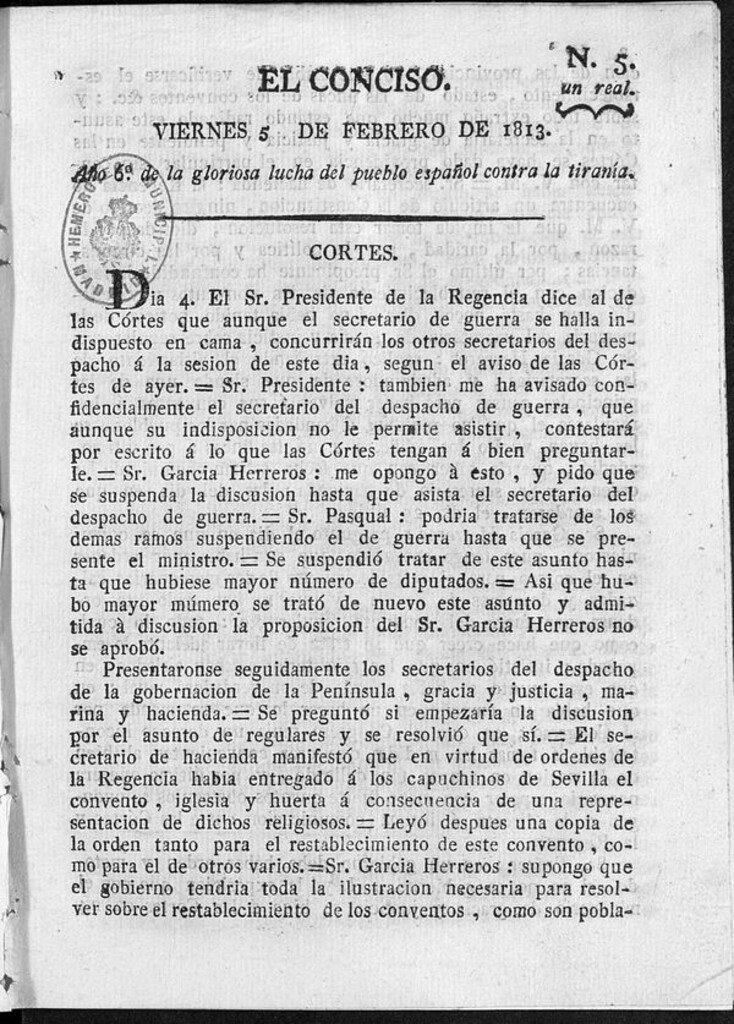 Miniatura de El Conciso del 5 de Febrero de 1813