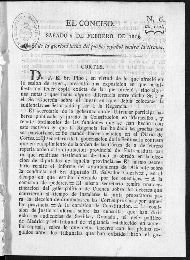 Miniatura de El Conciso del 6 de Febrero de 1813