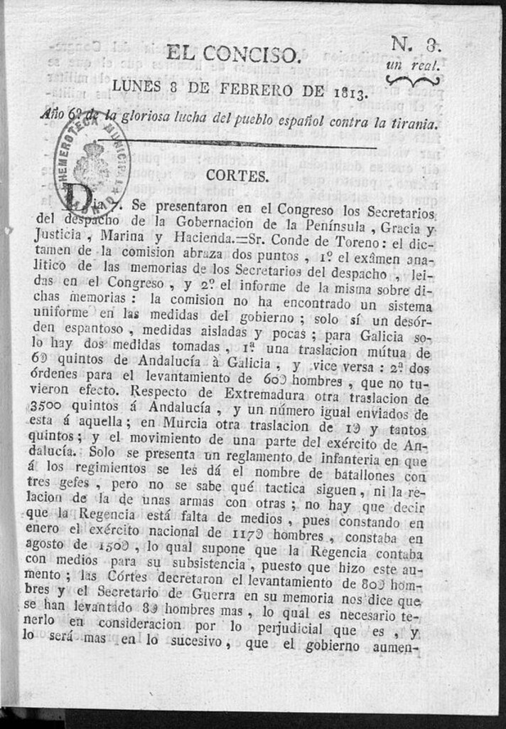Miniatura de El Conciso del 8 de Febrero de 1813