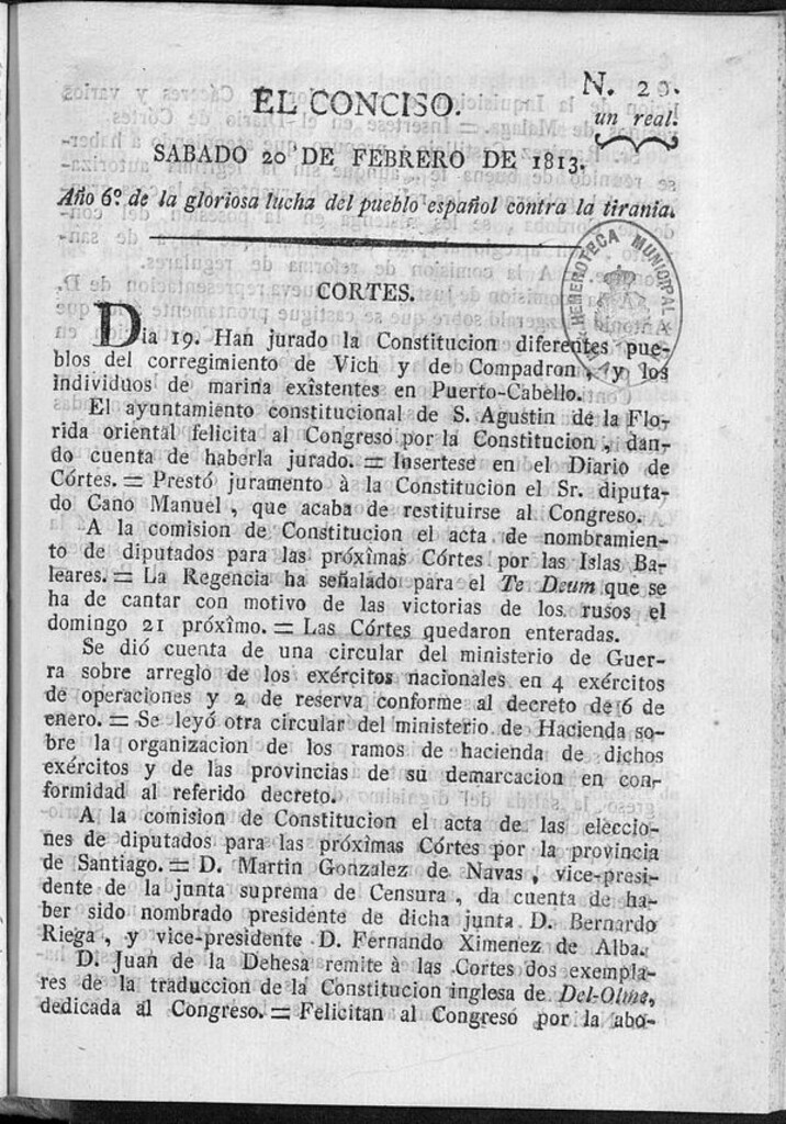 Miniatura de El Conciso del 20 de Febrero de 1813