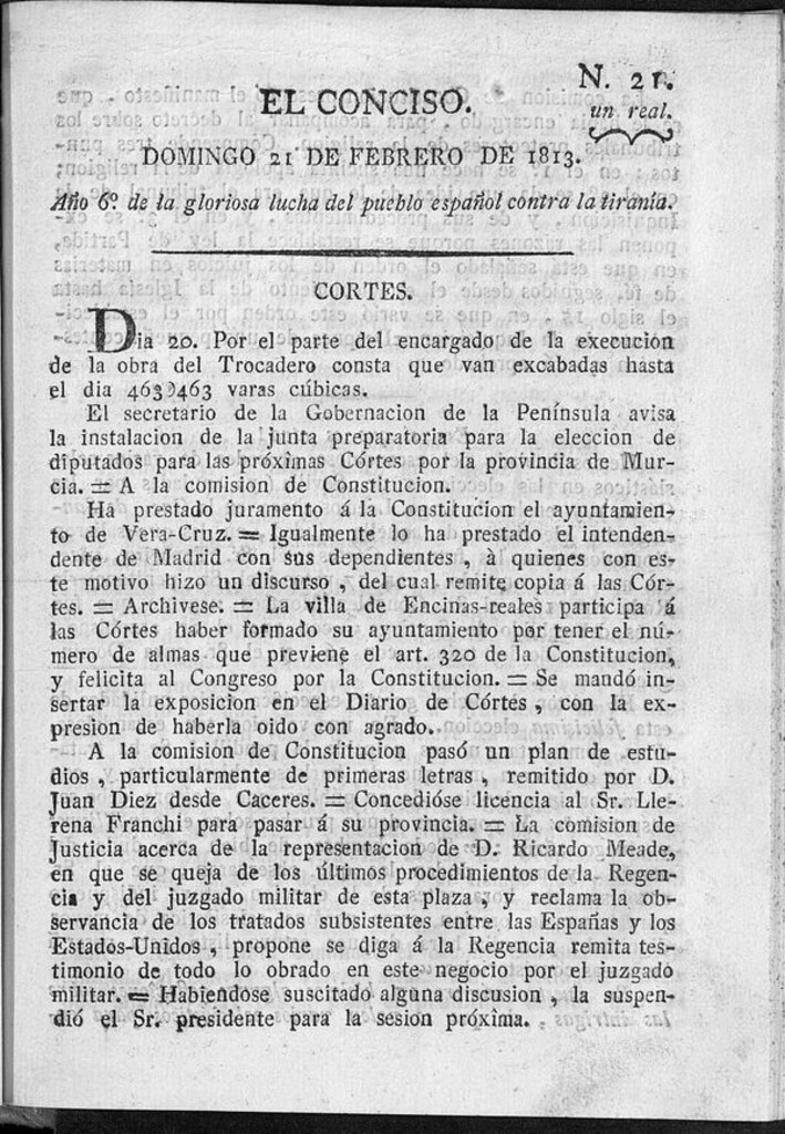 Miniatura de El Conciso del 21 de Febrero de 1813
