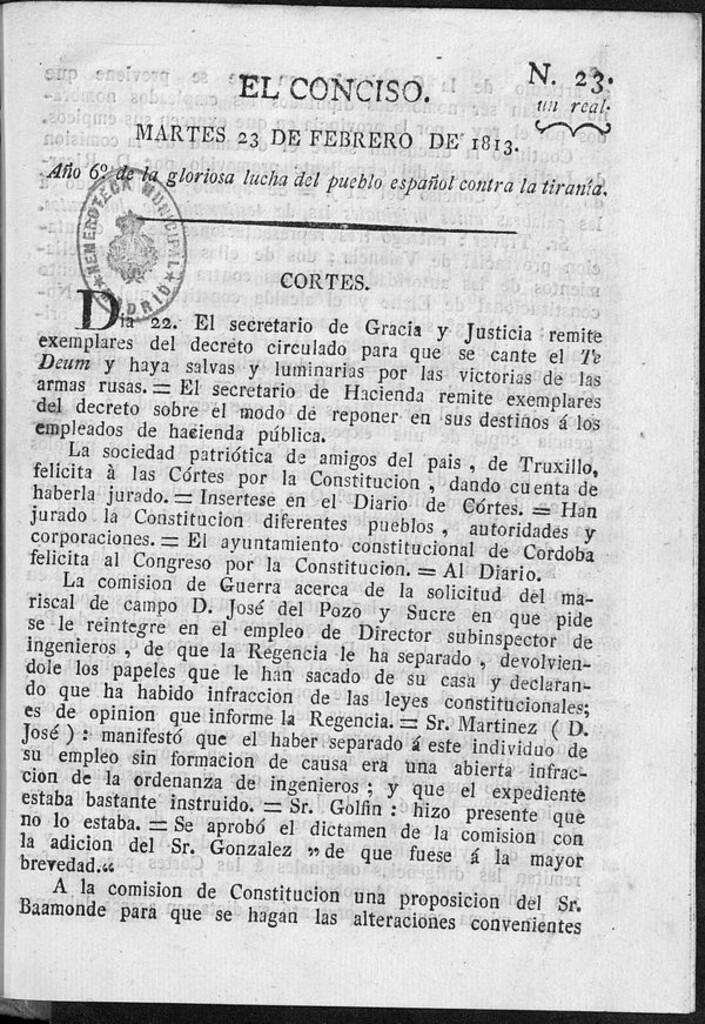 Miniatura de El Conciso del 23 de Febrero de 1813
