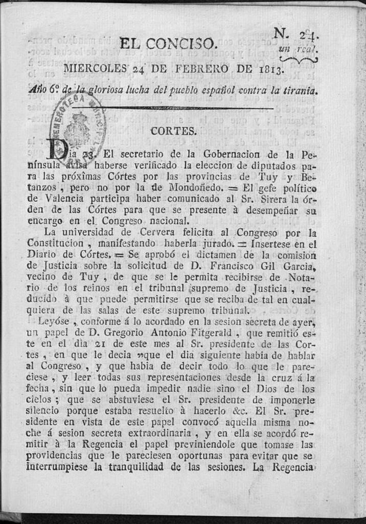 Miniatura de El Conciso del 24 de Febrero de 1813