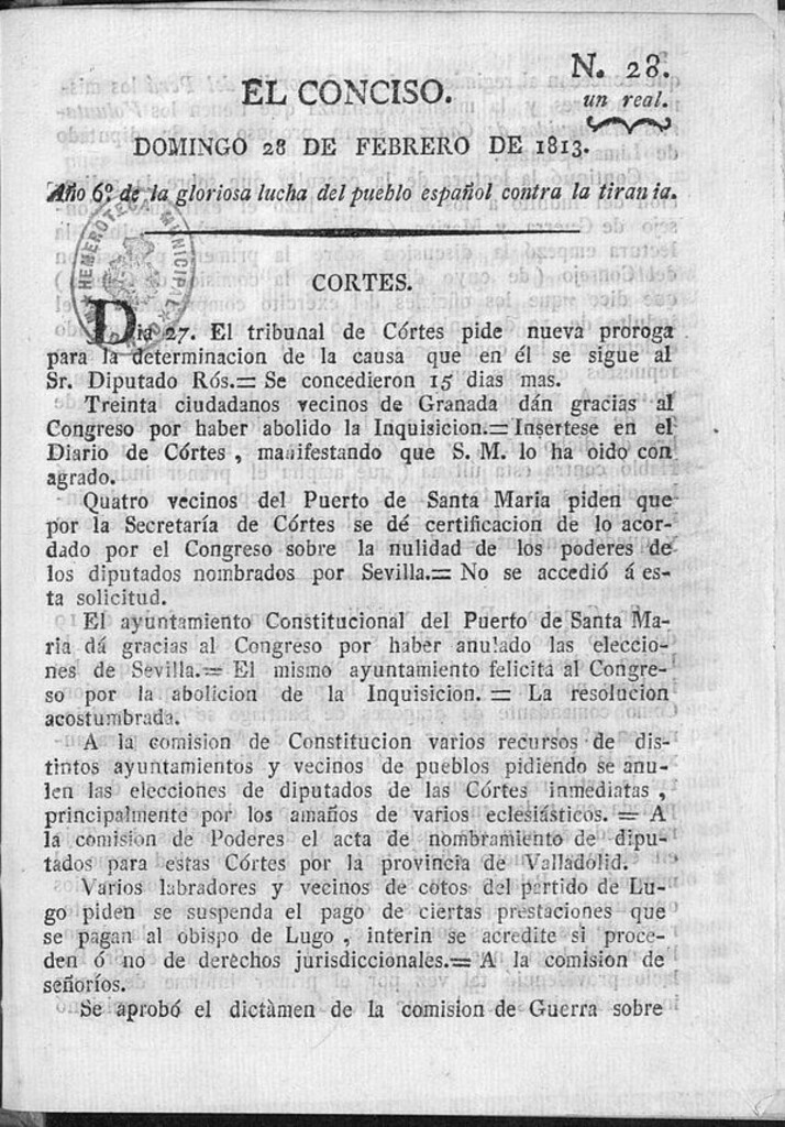 Miniatura de El Conciso del 28 de Febrero de 1813