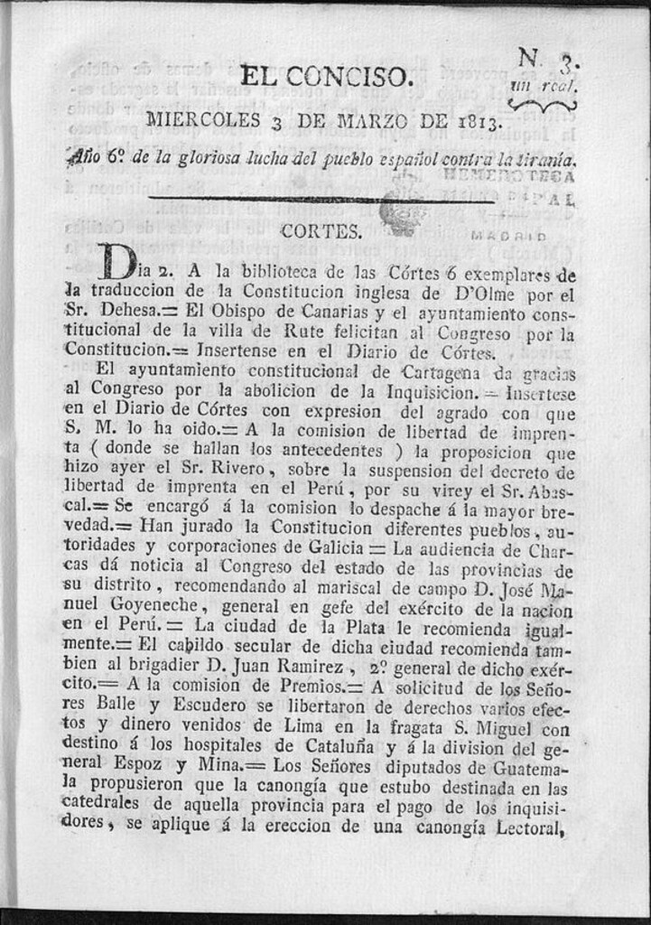 Miniatura de El Conciso del 3 de marzo de 1813