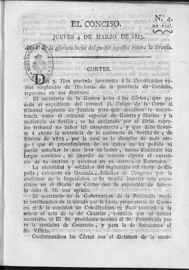 Miniatura de El Conciso del 4 de marzo de 1813