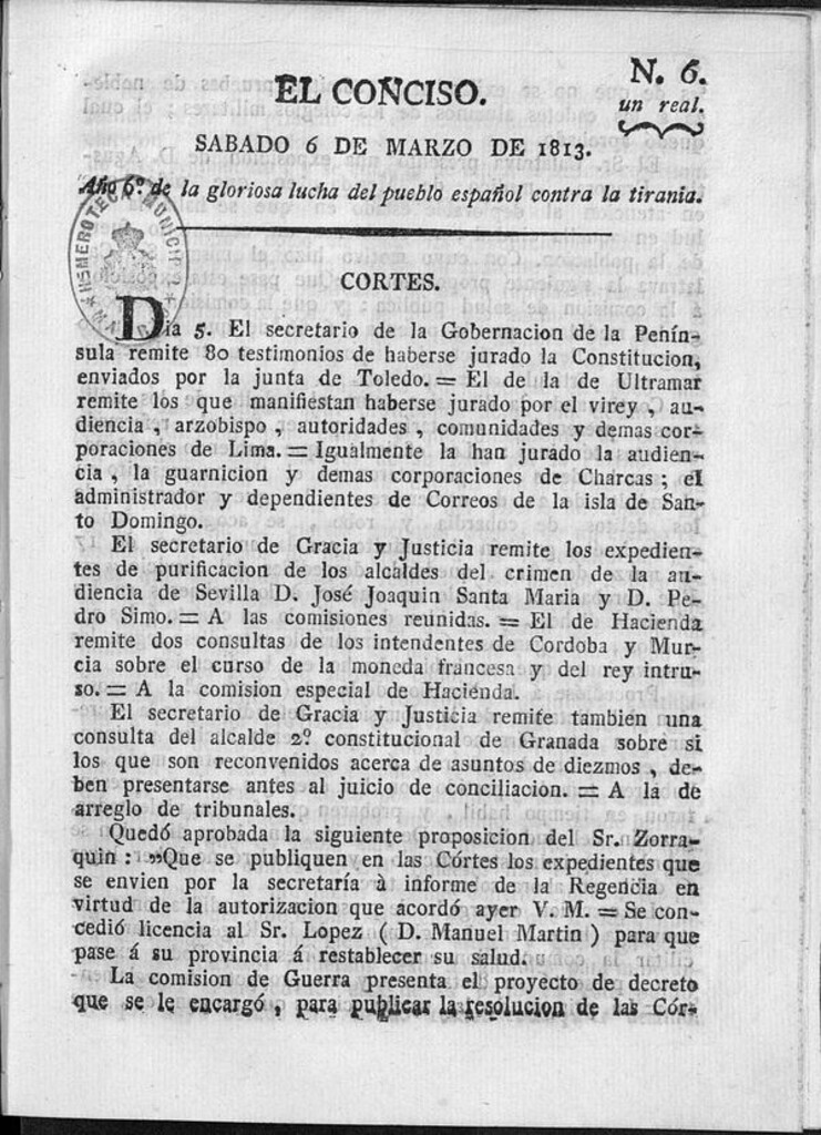 Miniatura de El Conciso del 6 de marzo de 1813