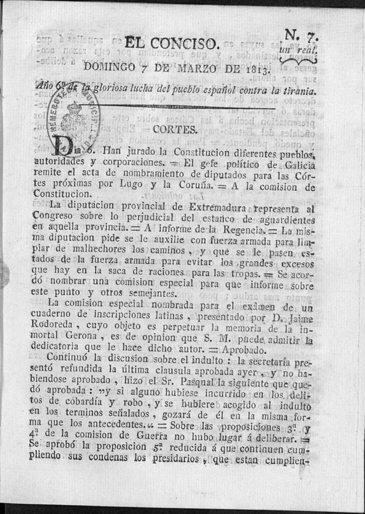 Miniatura de El Conciso del 7 de marzo de 1813
