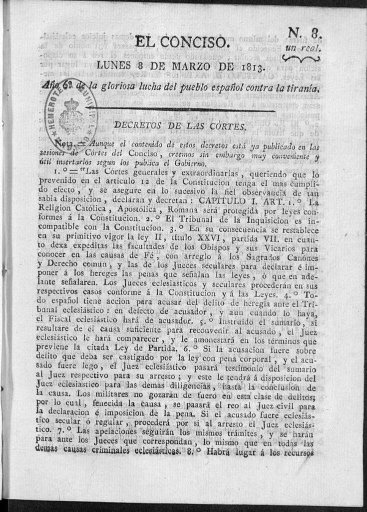 Miniatura de El Conciso del 8 de marzo de 1813