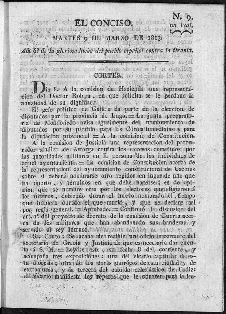 Miniatura de El Conciso del 9 de marzo de 1813