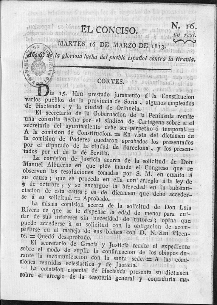 Miniatura de El Conciso del 16 de marzo de 1813