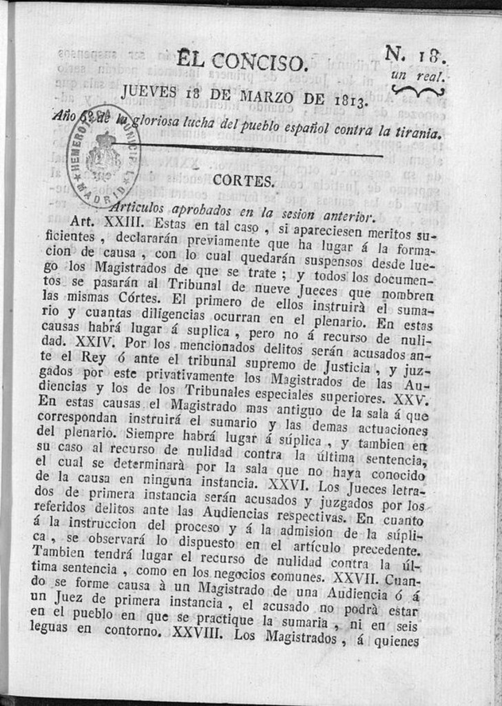 Miniatura de El Conciso del 18 de marzo de 1813