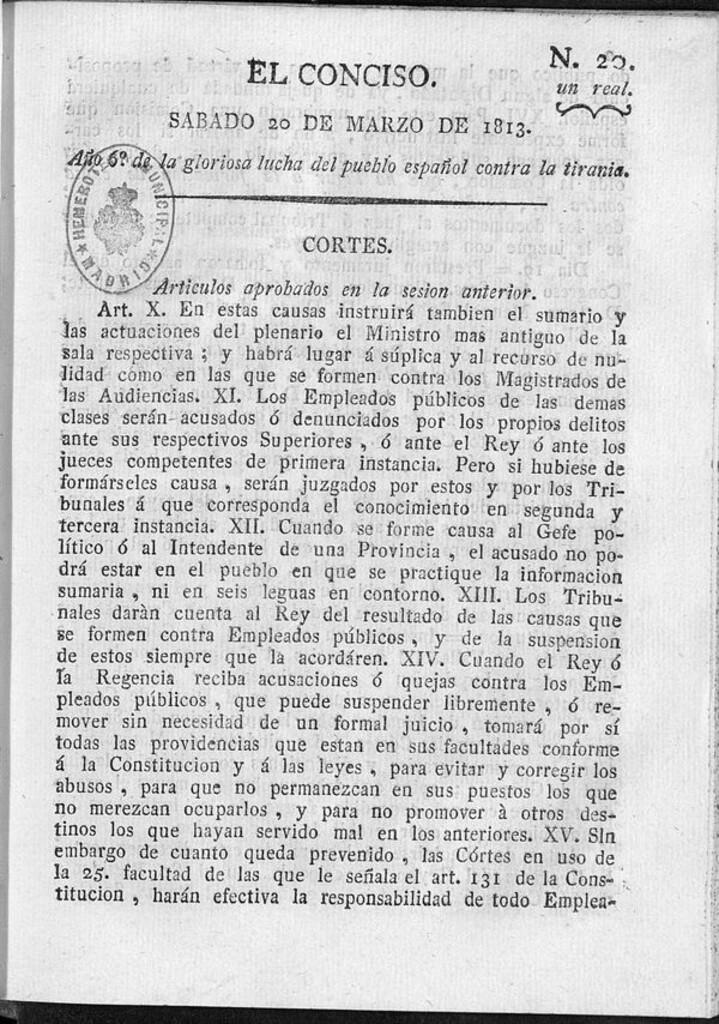 Miniatura de El Conciso del 20 de marzo de 1813