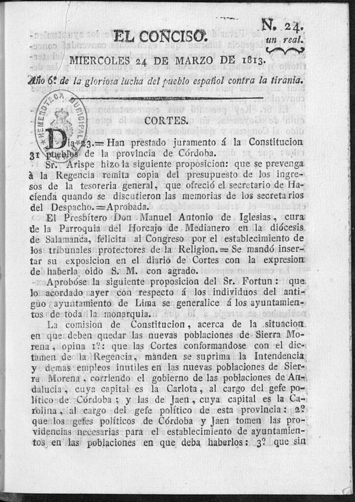 Miniatura de El Conciso del 24 de marzo de 1813