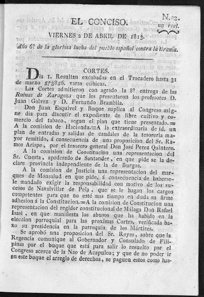 Miniatura de El Conciso del 2 de abril de 1813