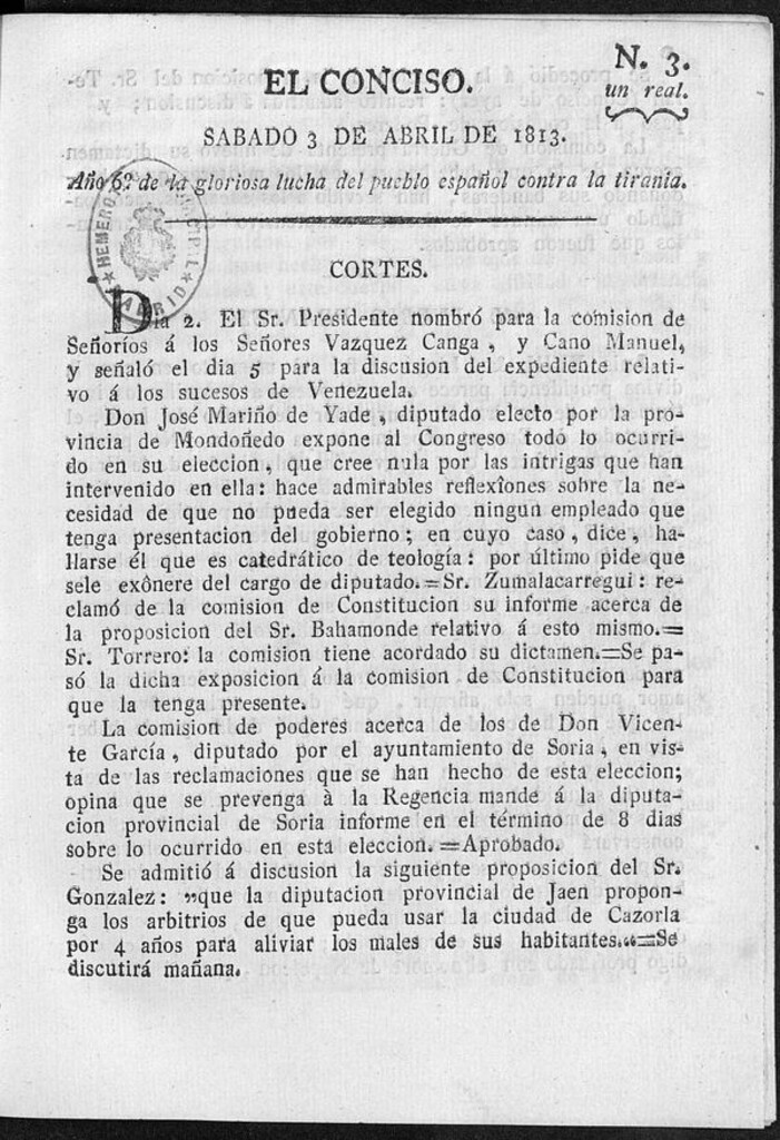 Miniatura de El Conciso del 3 de abril de 1813