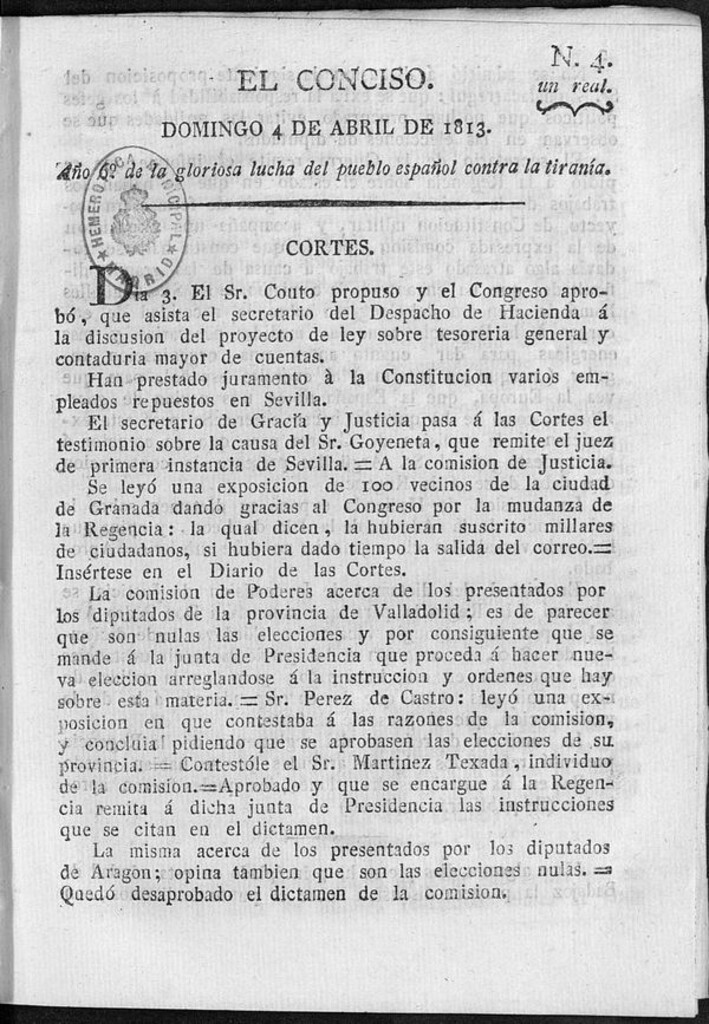Miniatura de El Conciso del 4 de abril de 1813