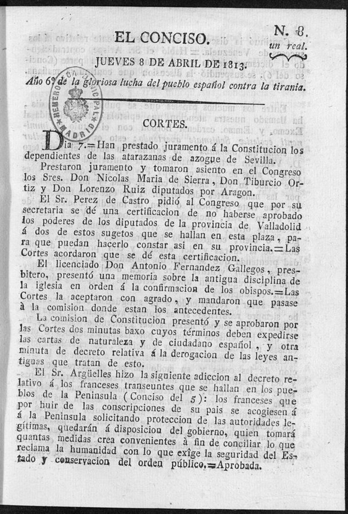 Miniatura de El Conciso del 8 de abril de 1813