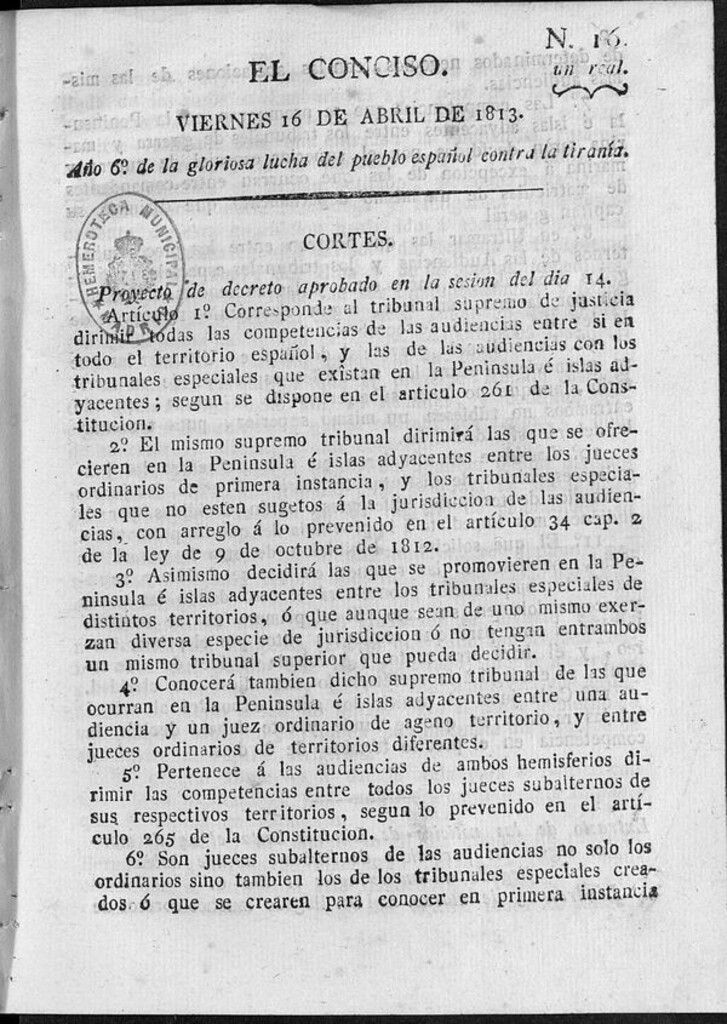 Miniatura de El Conciso del 16 de abril de 1813