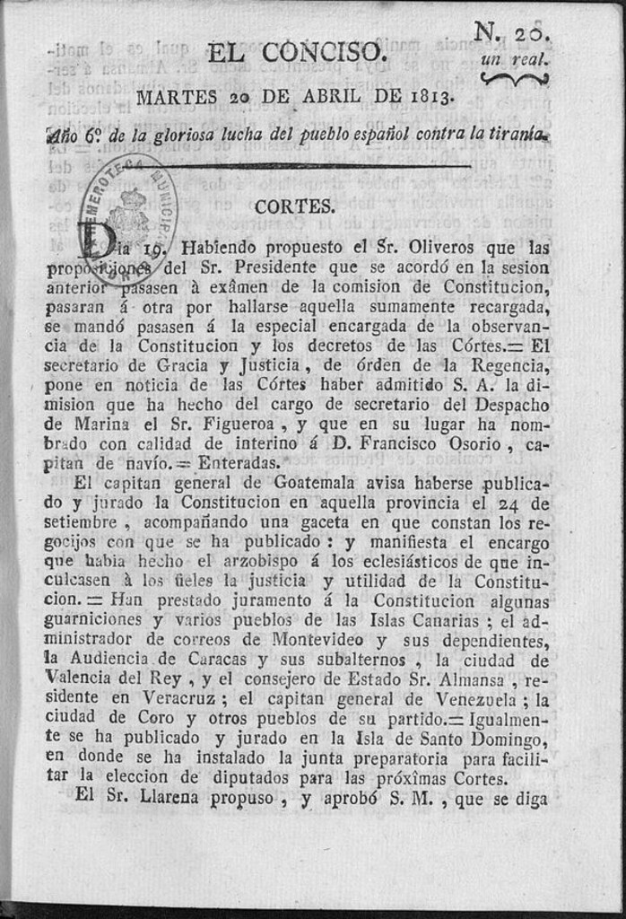 Miniatura de El Conciso del 20 de abril de 1813