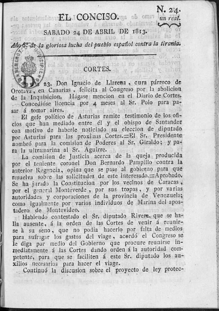 Miniatura de El Conciso del 24 de abril de 1813