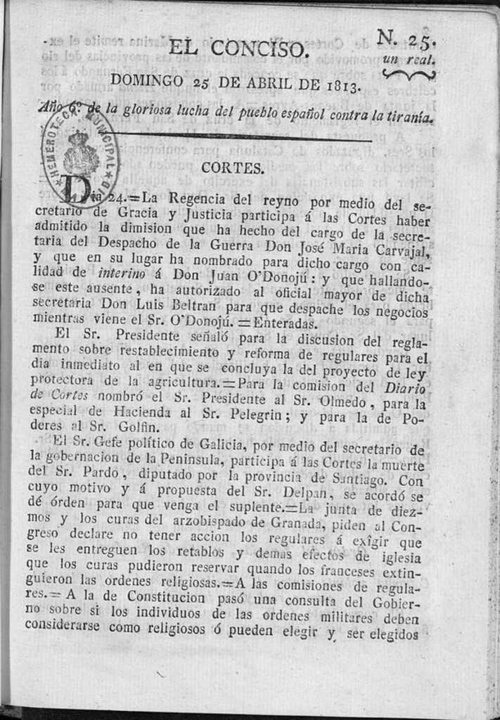 Miniatura de El Conciso del 25 de abril de 1813