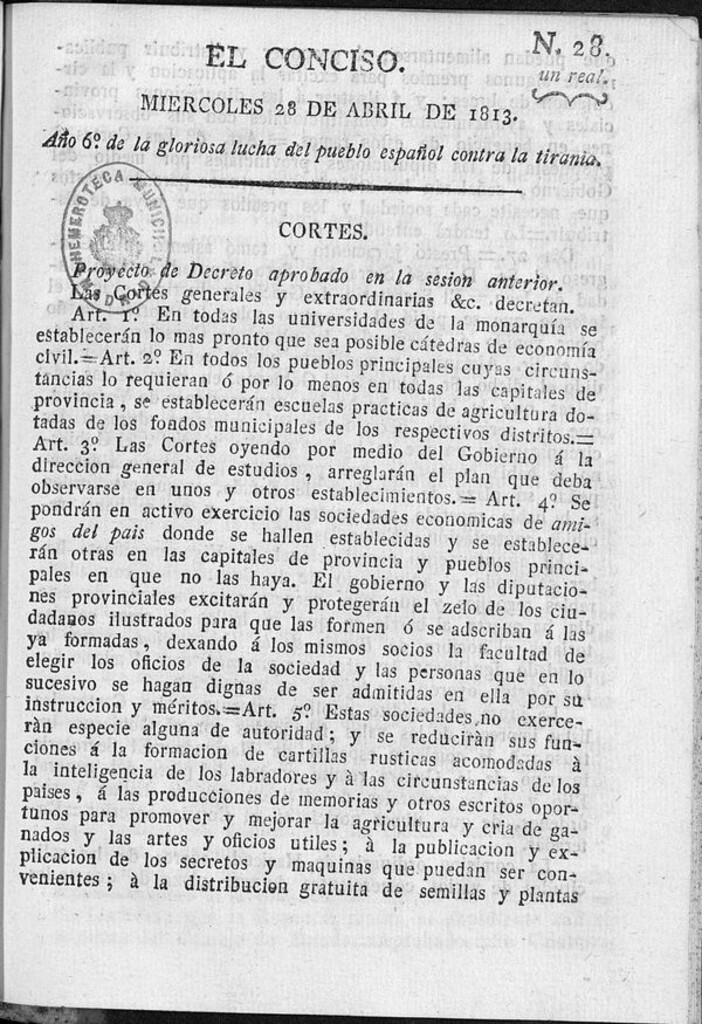 Miniatura de El Conciso del 28 de abril de 1813