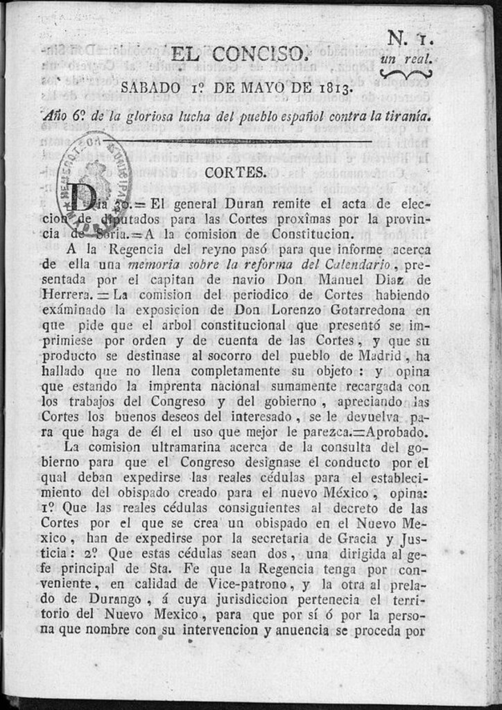 Miniatura de El Conciso del 1 de mayo de 1813