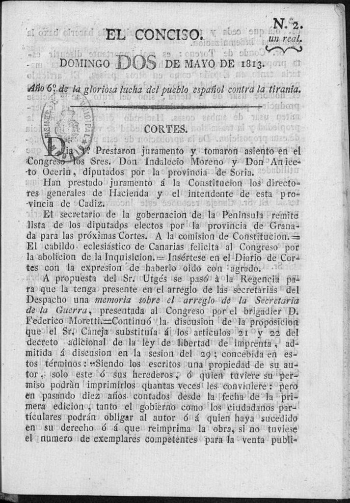 Miniatura de El Conciso del 2 de mayo de 1813