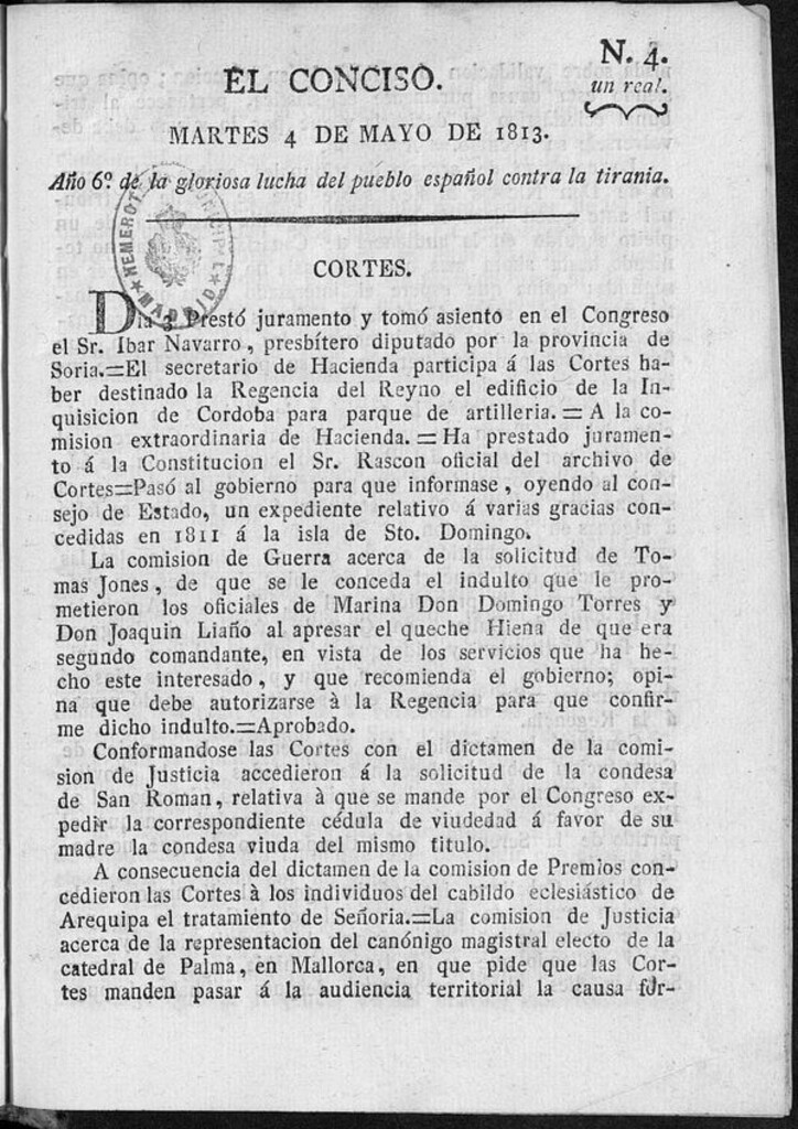 Miniatura de El Conciso del 4 de mayo de 1813