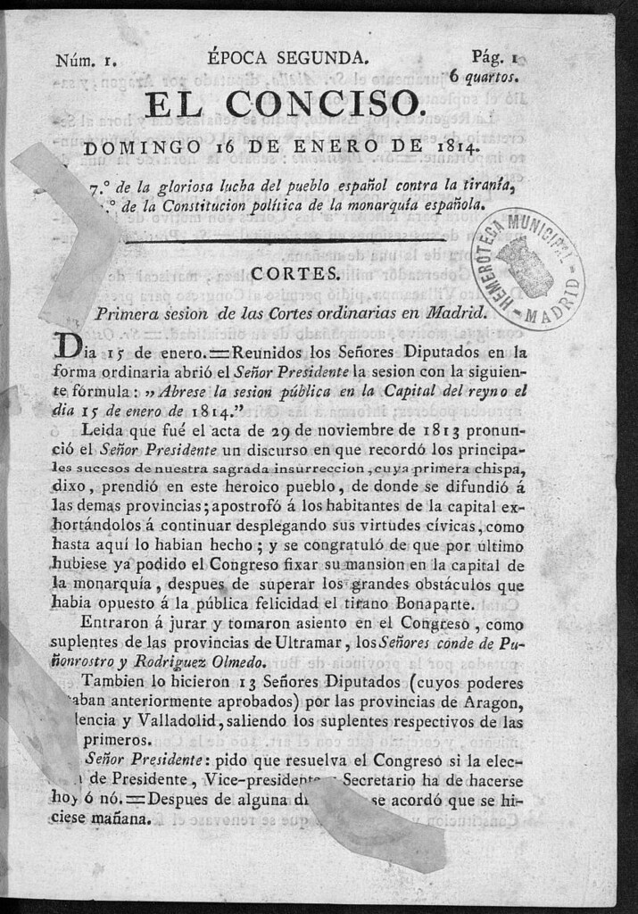 Miniatura de El Conciso del 16 de enero de 1814