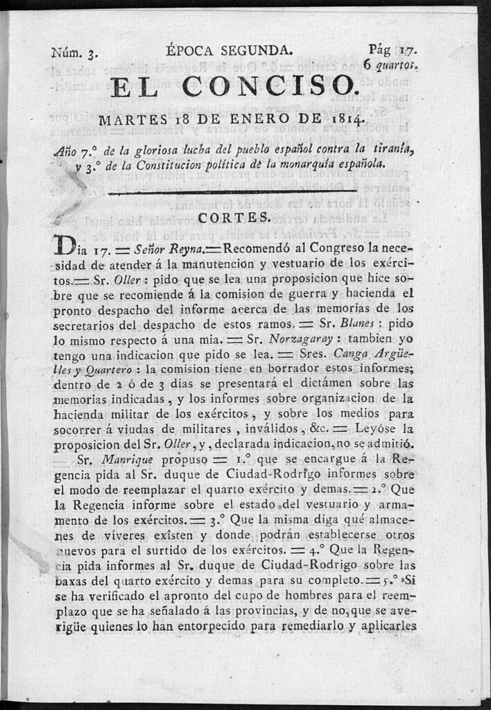 Miniatura de El Conciso del 18 de enero de 1814