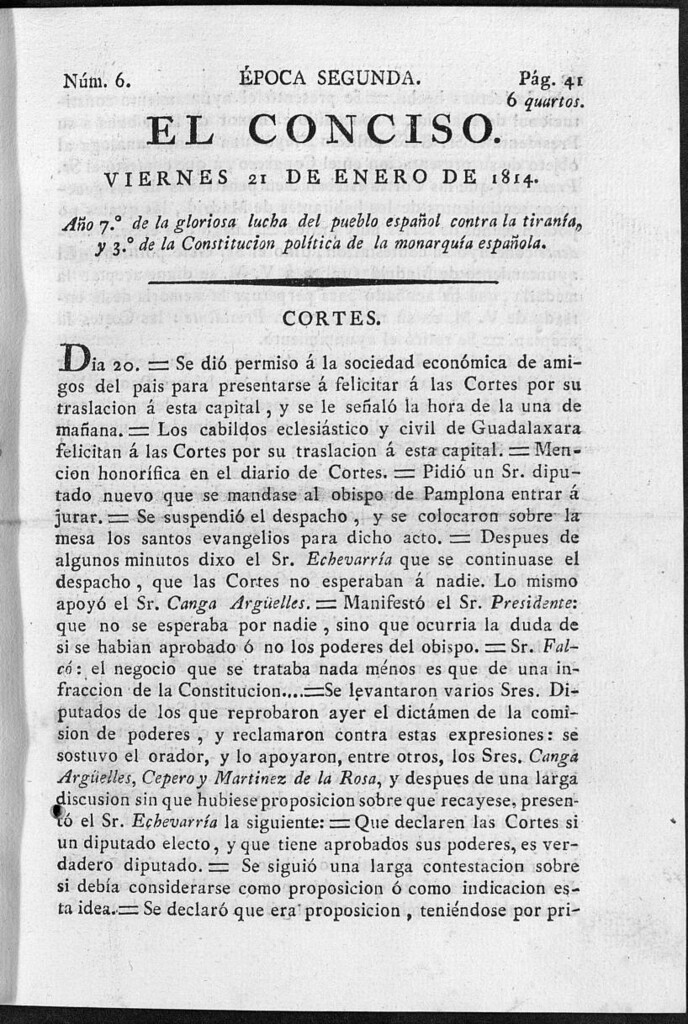 Miniatura de El Conciso del 21 de enero de 1814