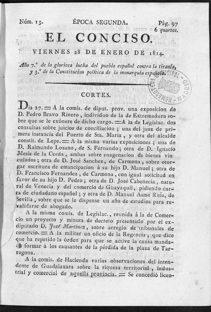 Miniatura de El Conciso del 28 de enero de 1814