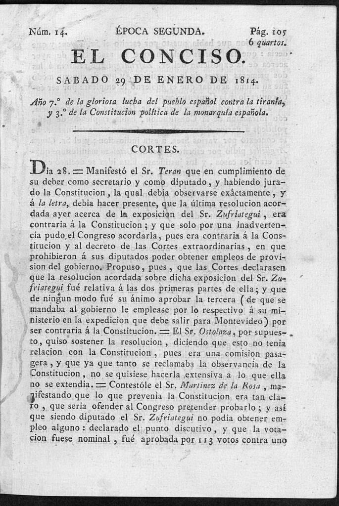 Miniatura de El Conciso del 29 de enero de 1814