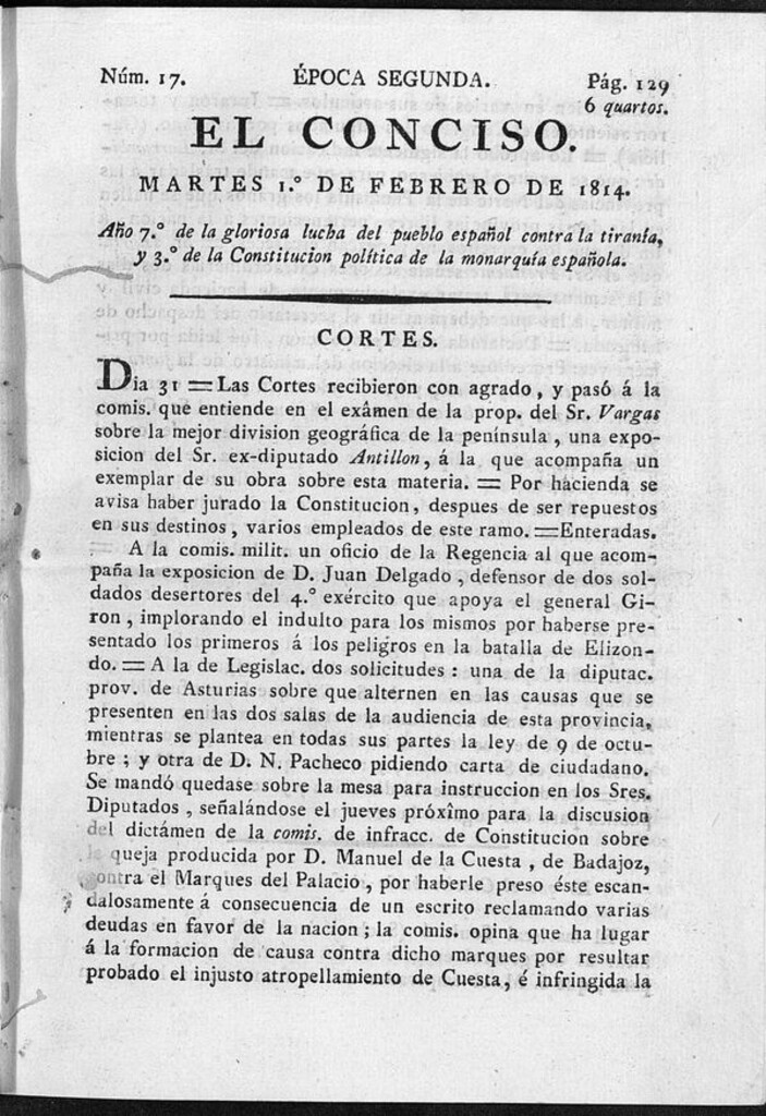 Miniatura de El Conciso del 1 de febrero de 1814
